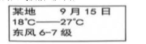 <p>小科发现这天比较大风，户外晾晒的衣服被吹走了。他查阅了当天的天气预报（如图）。可以推测，最有可能找到衣服的方向是（　　）</p>