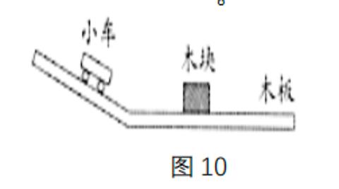<p>如图 10 所示，想让小车把木块撞得更远，可以（ ）</p>