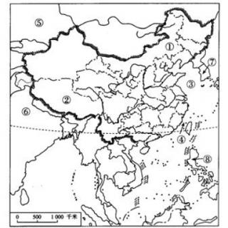 我国疆界绵长，陆上国界线长达2.2万多千米，相邻的国家有14个，其中⑤是哪个国家？&nbsp;⑥是哪个国家？
