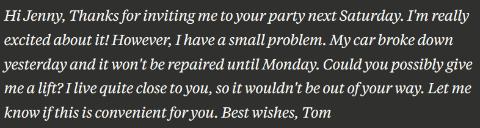 <p>(<i>Vocabulary in Context</i>) Why can&#39;t Tom drive to the party?</p>