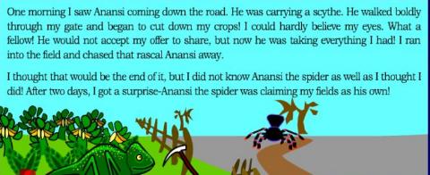 <p>Why was Anansi carrying a scythe?</p>