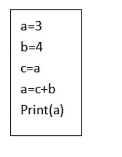 <p>小明在编程课上学习了赋值号“&#61;”的用法&#xff0c;它能将右边的值赋给左边的对象。运行右侧这个程序结果是&#xff08; &#xff09;</p>