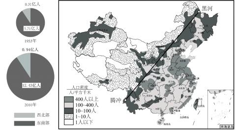 <p>“胡焕庸线”是我国的人口地理界线，它划分了我国东南部和西北部的人口分布。以下哪个省级行政区可能拥有人口密度在400人/平方千米以上的区域？</p>