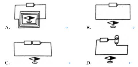 <p>图中，小磁针偏转角度最小的是（　　）<span data-tex=""> </span></p>