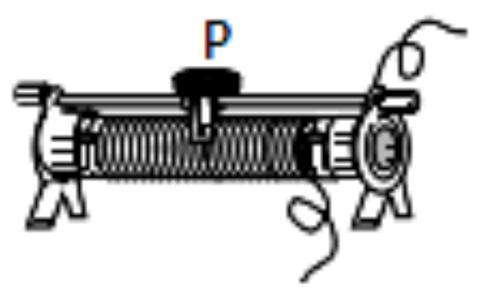 <p>根据下图滑动变阻器的连接，想要增大电流，滑动变阻器应该向哪里移动？</p>