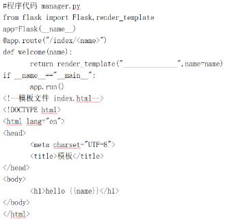 <p>小美使用 Python 语言编写了一个简单的 Flask 程序，代码如右图，<span data-tex=""> </span>请回答下列问题：（1）程序运行后，在网页上输入地址 127.0.0.1:5000/index/xiaomei，显示的内容为______________。（2）请在划线处填入合适的代码。</p>