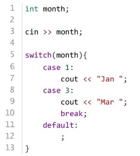 <p>执行下面的C&#43;&#43;代码时输入1&#xff0c;则输出是( )。</p>