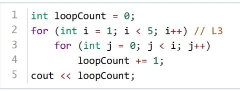 <p>将下面C&#43;&#43;代码中的L3标记的代码行调整为for(int i&#61;0; i&lt;5; i&#43;&#43;)后输出结果相同。</p>