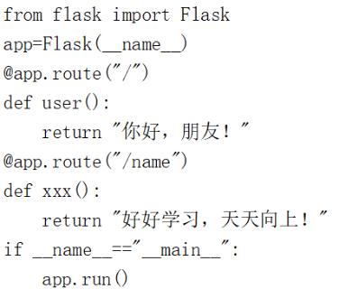 <p>小李同学在学习网络应用软件开发后，使用 Flask Web框架编写了一个简易的网络应用程序，代码如右图，程序运行后，若想在网页显示“ 好 好 学 习 ，天 天 向上！”，则在浏览器中输入的网址是 （　　）</p>