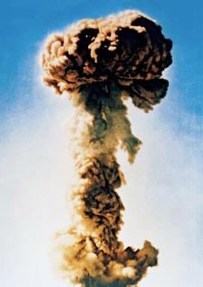 <p>The explosion of an atomic bomb is an example of uncontrolled energy conversion.</p>