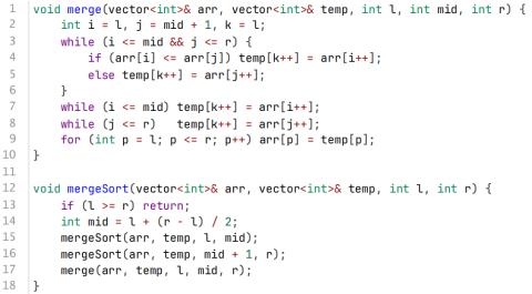 <p>下⾯代码实现了归并排序。下述关于归并排序的说法中，不正确的是（ ）。</p>