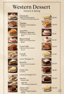 <p>According to the menu, what does "dessert" mean? </p>