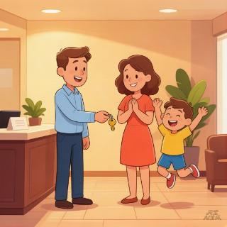 <p>"The family finally checked in at the ______."</p>